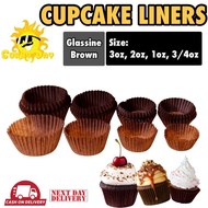 Approx 500 pcs. Brown Cupcake Liners. 3oz, 2oz, 1oz, 3/4oz Cupcake Cup