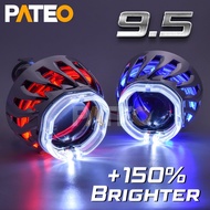 H1 H4 H7 9.5 Upgrade HID Bi-xenon Car Headlight Projector Lens Metal Dual Square Optical Turbine LED