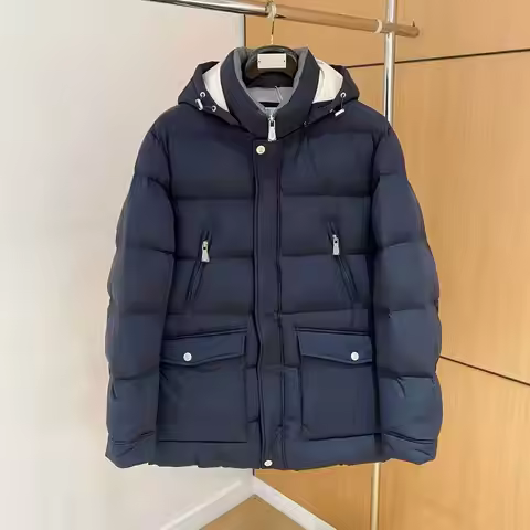Italy BC old money style men's hooded down jacket business casual warm windproof jacket