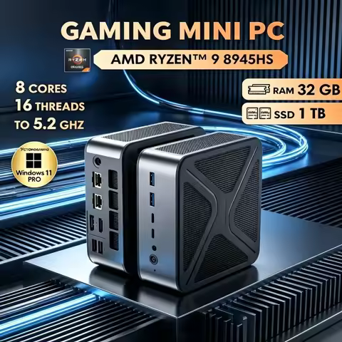 Dual M.2 NVME GH8 Mini PC Gaming Desktop Computer Win11 Pro, AMD Ryzen 9 8945HS 2*DDR5 WIFI6 BT5.2 8