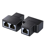 2pcs Rj45 Splitter 1 Hingga 2 Ethernet Adapter Rangkaian Kabel Extender Rj45 Penyambung Pengganding 