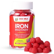 Iron Supplement for Kids and Adults - Iron Bisglycinate Gummies 25mg with Liposomal Vit C - Chelated