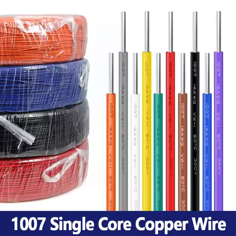 1007 Single Core Wire 3/5/10M 26 24 22 20 18 16 14 AWG Tinned Copper PVC Insulated Solid Electric Ca