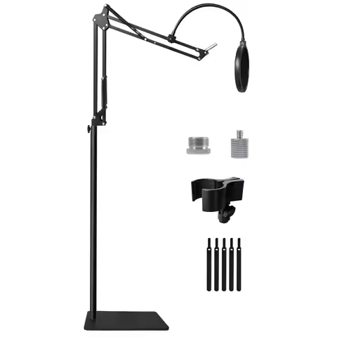 Stand Floor Boom Arm for Blue Yeti, Nano, Snowball, HyperX QuadCast, SM7B MV7, Fifine K688 and More 