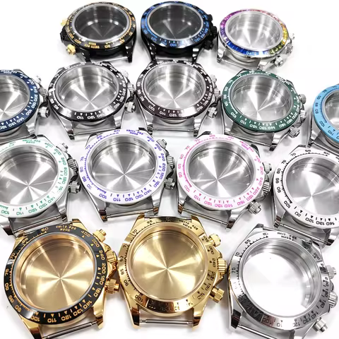 39mm VK63 Watch Case With Steel / Ceramic Bezel Chronograph No logo For Seiko Daytona VK63 Quartz Mo