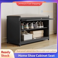L50/70cm Rak Kasut Bertutup Shoe Rack With Cabinet Doors And Cushions Almari Kasut Besi Home Entranc