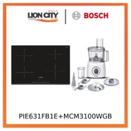 Bosch PIE631FB1E Glass Ceramic Built-in Induction Hob + MCM3100WGB Food processor MultiTalent 3700 W White, White