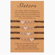 [Clearance Sale]Chuya 4PCS Sisters Stainless Steel Hollow Heart Braided Bracelet Set, Matching Sibli