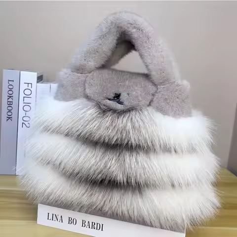 Pure Imported Mink 2025 Y2K Fashion Desgner Crossbody Bag Luxury Handbag ling Women's Bag Real Fur S