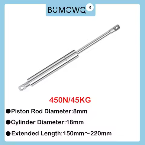 1PC 150mm-220mm 45kg/450N 304 Stainless Steel Gas Spring Medical Equipment Food Machinery Flat Joint