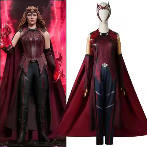 Wanda Maximoff Scarlet Witch Cosplay Costume Full Set with Headpiece Cloak Women Superhero Outfit fo