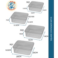 PP SQUARE CONTAINER SQ1 / SQ1500 / SQ5 / SQ7 （30-50PCS）