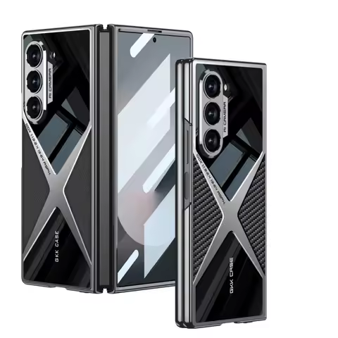 Fashion X Style Electroplated Hard PC Phone Case For Samsung Galaxy Z Fold 6 5 4 3 With Screen Glass