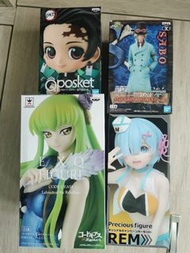 *特價* Qposket QP 鬼滅之刃 炭治郎 one piece 海賊王  sabo 薩波 異世界 re:zero 雷姆 rem exq 魯路修 夾公仔 台主 figure 模型 動漫
