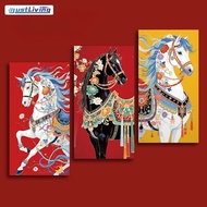 2026 Year of the Horse Textured Red Envelopes Luxury 6-Pack Hongbao 9x17cm 1mm Thick Paper Chinese N