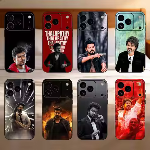 Thalapathy Vijay India Phone Case For iPhone 17,16,15,14,13,12,11 Plus,Pro,Max,Mini Silicone black S