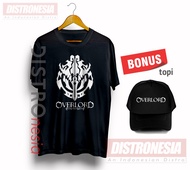 Kaos - Tshirt - Baju anime jepang logo overlord bonus topi