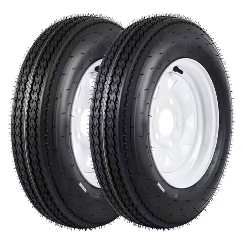 Durable Trailer Tires and 5-Lug Wheels Set - 5.30-12, Load Range C, 6PR, White Rim Assembly for Util