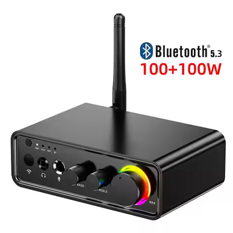 Mini TPA3116D2 Bluetooth 5.3 Class D Power Amplifier 2.0 Audio Amplifier 100Wx2 200W with Microphone