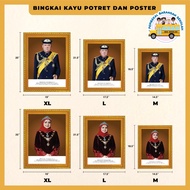 AGONG DAN PERMAISURI KING AND QUEEN GOLDEN FRAME Bingkai Kayu / CLEAR QUALITY PORTRAIT/Wooden Frame