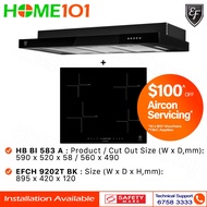 EF Semi Integrated Hood 90cm EFCH 9202T BK &amp; Built-In Domino Hob 4 Zones HB BI 583 A