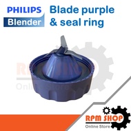 Blade y purple &amp; seal ring ใบมีดโถปั่นน้ำอะไหล่แท้สำหรับเครื่องปั่น PHILIPS รุ่น HR2221 (300005069372300005143621)