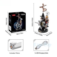 GISEGA G8923 Electric Da Vinci Aerial Screw Helicopter Building Blocks V6 Engine Mechanical Vehicle 