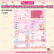 Cute Pink Ribbon Coquette Notebook Labels, Cute Bow Notebook Stickers Pink Ribbon Coquette Paper