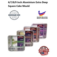 Aluminium Extra Deep Square Cake Mould 6/7/8/9 Inch Loyang Segi Empat Kek Tin Square Cake Tin alumin