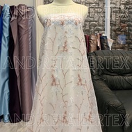 Bahan Kain Kebaya Brokat Organza Bordir Payet Stone Motif Bunga 2 tone Bahan Untuk Outer Kebaya Dres