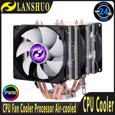 LANSHUO x99 i3 i5 i7 Processor Dual Tower 4 Heat Pipe CPU Cooler PWMFan 90mm Compatible LGA1200 115x