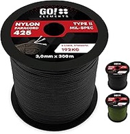 GO!elements 100 m Paracord Rope Made of Tear-Resistant Nylon - 3 mm Paracord 425 Type II Max. 192 kg