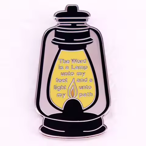 The Word Is A Lamp Unto My Feet and A Light Unto My Path Brooch Enamel Pin Christian Badge