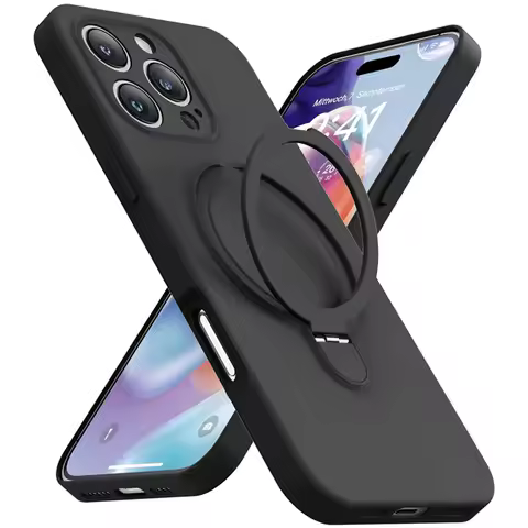 Magnetic Ring Holder Liquid Silicone Case for Magsafe IPhone 16 15 14 13 12 Pro Max Plus IPhone16 I1