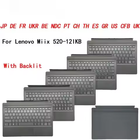 ^Portable Mini Base Folio Case Backlit Keyboard For Lenovo Miix 520 -12IKB Tablet JP DE FR UKR BE ND