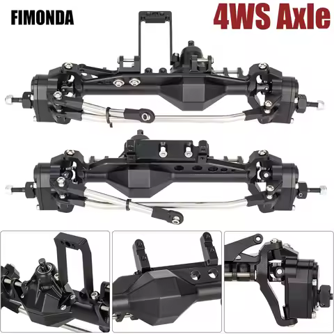 4WS CNC Aluminum Axle Set for 1/10 RC Crawler - LCG Chassis Upgrade Capra Cheater Rigs 50° Steering 
