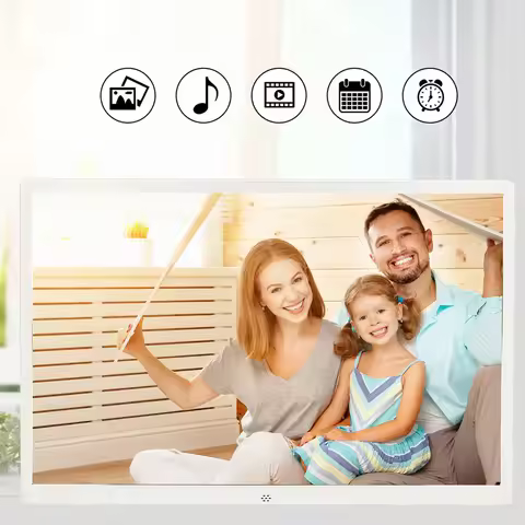 Digital Picture Frame 17 inch Large Screen Multifunctional 1080P Electronic Photo Frame 100‑240V Dua