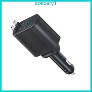 KOKO Efficiency Retractable Car Charger 90W Double Type C Port Safe Charging