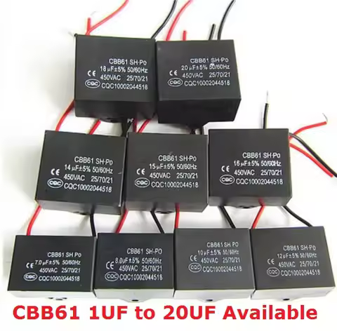 2PCS CBB61 2UF/1UF/1.2UF/1.5UF/2.5UF/3UF/3.5UF/4UF Capacitor 2uf 450V Cbb61 Fan Capacitor CBB 450VAC