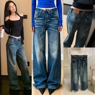 W9090 Long Jeans Beautiful Bleached Soft Fabric Good Not Hard Cool And Stylish Shape Korean Fashion 