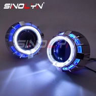 Sinolyn HID Bixenon Projector Headlight Lens Double LED Angel Eyes Lens H1 H4 H7 Car Accessories Ret