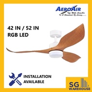 AA-120 Aeroair Light Wood 42/ 52 DC Ceiling Fan with 20W LED 3 tone RGB