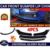 Car Front Bumper Lip Chin Body Kit Front Bumper Glossy Black Universal
