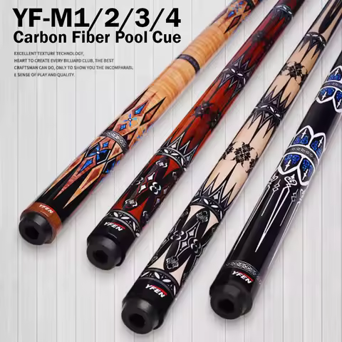 YFEN YF-M1 Carbon Fiber Pool Cue Stick 12.5mm Low Deflection Pool Stick Professional Cue Stick with 