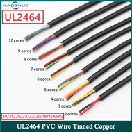 5M UL2464 Sheathed Cable - 26AWG Tinned Copper Signal Wire, 2-10 Core for Electronic Audio, Black & 