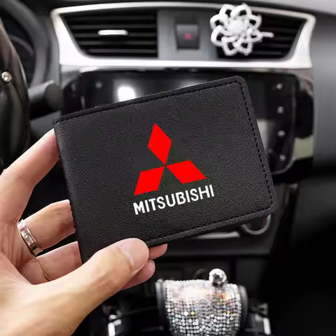 Car Driver's License Driving Document ID Credit bag for Mitsubishi Lancer ASX Outlander Pajero Evolu