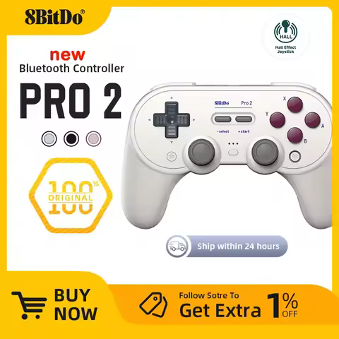 8BitDo New Pro 2 Bluetooth Gamepad with Hall Effect Joystick for Nintendo Switch, PC, macOS, Android