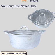 Handmade Solid Cast Iron Pot - Cast Iron Pot for Cooking Rice, Heavy Duty Cast Iron Pot for Braised 