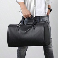 1pc Large Capacity Retro Duffel For Men And Women, PU Leather Travel Bag, Short Trip Handbag, Casual