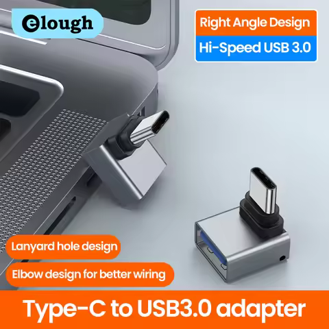 Elough USB 3.0 Female to Type C Male Adapter High Speed 90 Degree Elbow USB C Connector for Samsung 